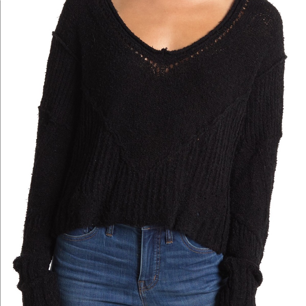 Free people cropped black seashell sweater